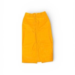 Maeve Bright Yellow Leather Skirt